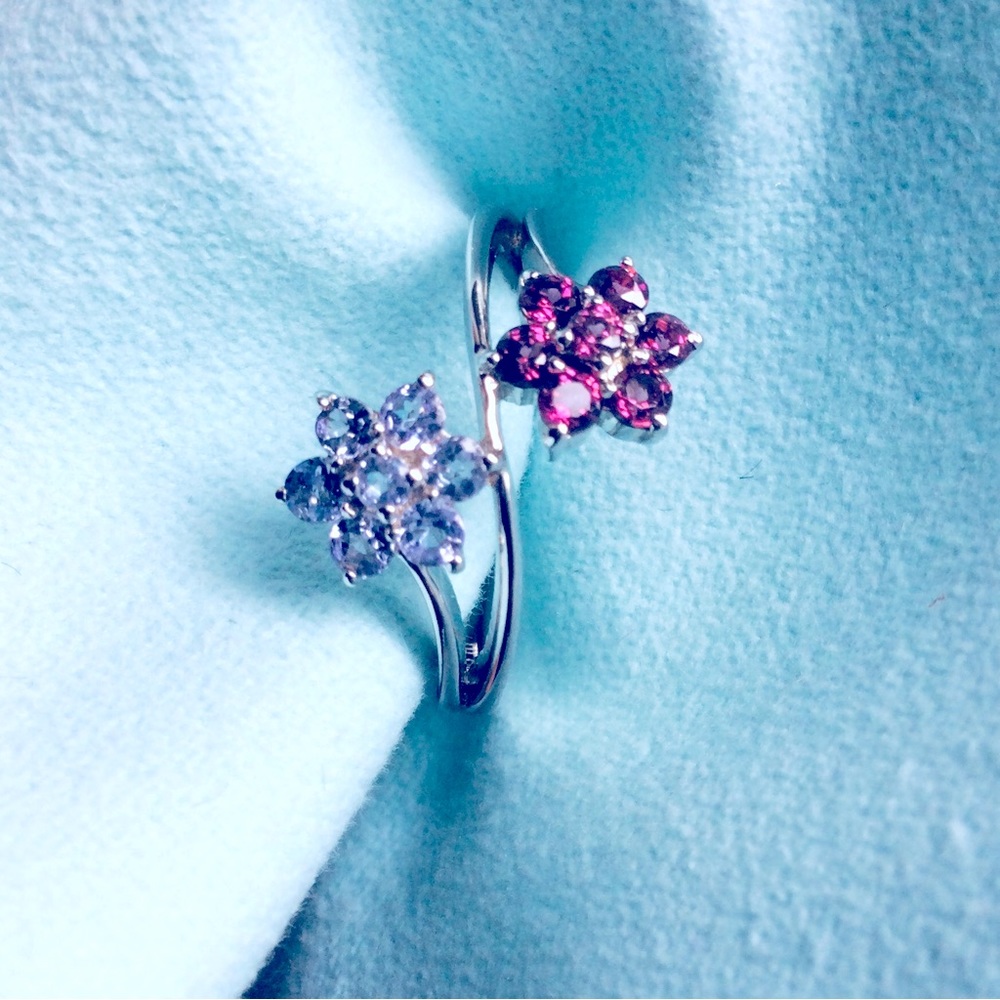 Natural Gems Rhodolite Garnet and Tanzanite 925 Sterling Silver